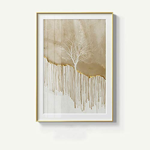 Cartel abstracto de la pintura al óleo del ciervo dorado en lienzo del bosque y imagen impresa del arte de la pared en la sala de estar Dormitorio 43x60cm
