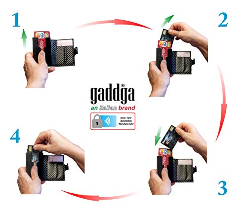 Carteras Tarjeteros para Tarjetas de Credito para Hombre gaddga Metalico Antifraude Bloqueo RFID y NFC Porta Tarjetas de Crédito Billetes, de Cuero PU y Fibra de Carbono Mujer Pequeña Negro Clip