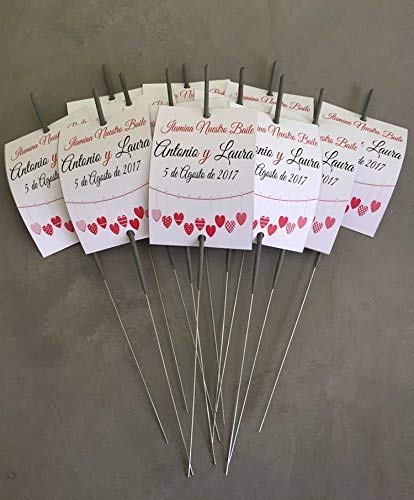 Cartoncillo para bengalas personalizado para bodas. Bengala no incluida. 50 unidades