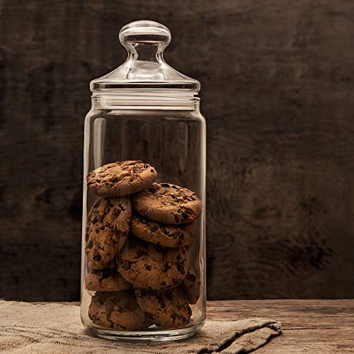 Casa Vivente Galletero, Tallo para Galletas, Pasta o Caramelos, con Cierre Hemético, Recipiente de Vidrio para Cocina, Capacidad 1500 ml