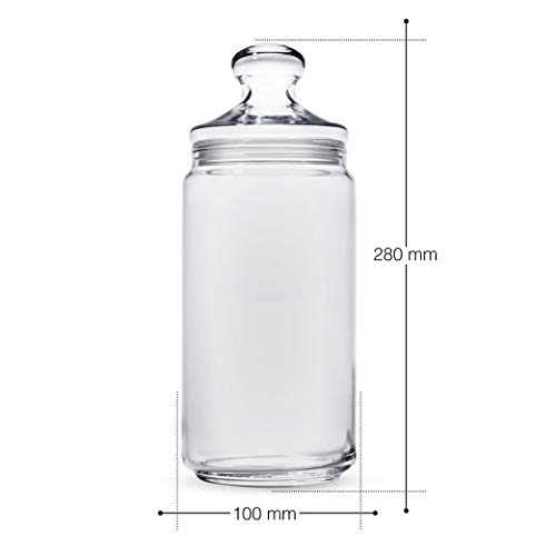 Casa Vivente Galletero, Tallo para Galletas, Pasta o Caramelos, con Cierre Hemético, Recipiente de Vidrio para Cocina, Capacidad 1500 ml