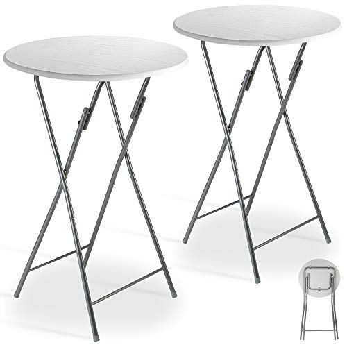 Casaria Set de 2 mesas Altas Plegables Blancas 60x110 cm Juego de mesas para Eventos Exterior Interior Antideslizante