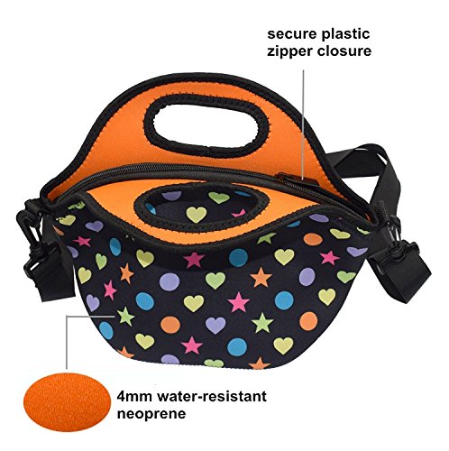 Case Wonder Bolsa Porta Alimentos - Neopreno Bolsa Almuerzo / Bolsa Comida/ Bolsa Térmica Porta Alimentos / Fiambreras Comida Trabajo con Correa de Hombro para Infantil Escolares Trabajo Picnic