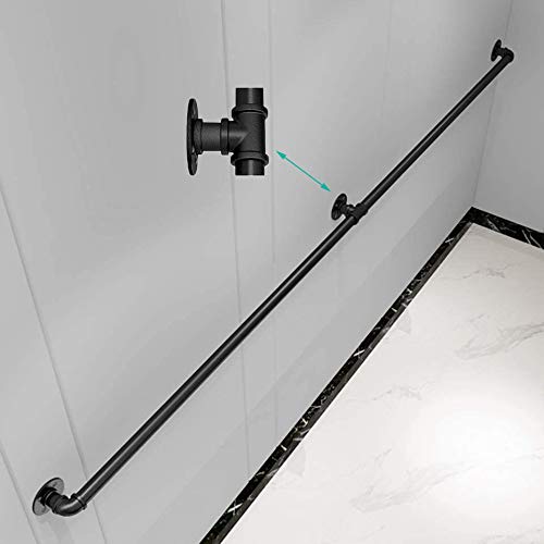 Cdbl Pasamanos De Escalera con Soporte, 1ft-20ft, Barandilla De Escalera De Hierro Industrial Negro， Pasamanos De Hospital De Pasillo Interior De Villa Loft， Pasamanos De Seguridad for Niños Mayores