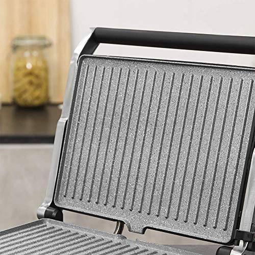 Cecotec Parrilla Eléctrica Rock’nGrill 2400 UltraRapid de 2400W de potencia, Revestimiento de piedra RockStone, Apertura de 180º y placa superior flotante.