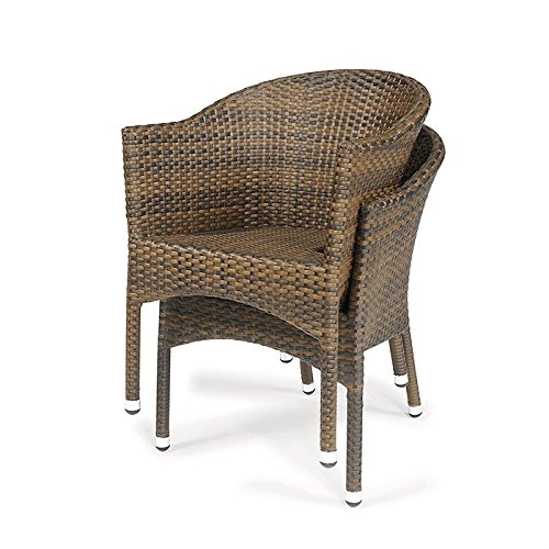 Centrosilla Sillón Trenzado de ratán sintético Módena para terrazas, Jardines y Exterior Estilo Mimbre cojín Incluido, médula (Pack 2 Unidades) (Cafe)