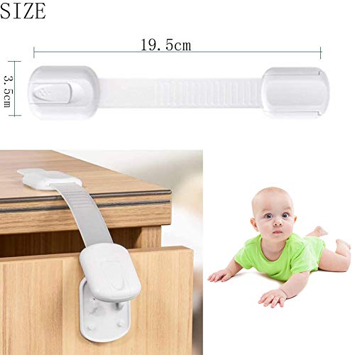 Cerraduras de Seguridad para Niños,Ajustable Niño Seguridad Cerraduras,Bloqueo para Niños,Se Puede Utilizar en Refrigeradores,Lavavajillas, Armarios,etc,6 Pegatinas 3M Gratuitas