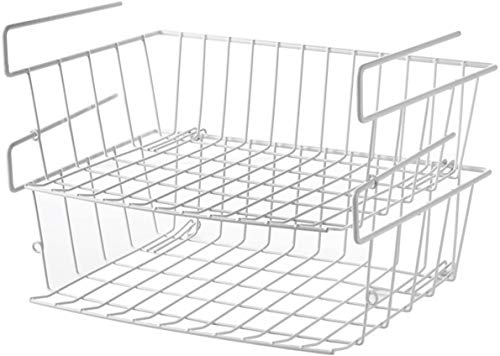 Cestas Almacenaje Cocina, 2pcs Debajo Estante Colgante Alambre de Organizador Cesta para Cocina Escritorio Estantería