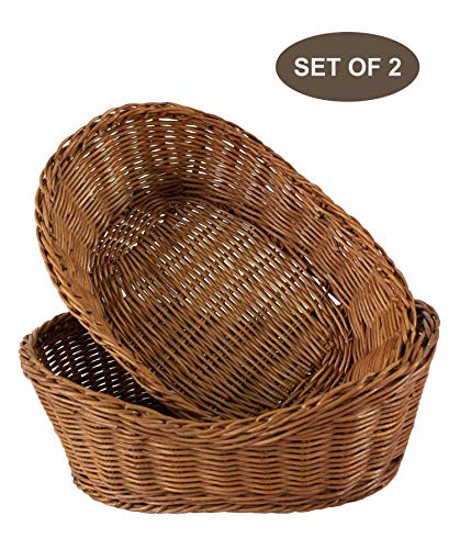 Cestas de mimbre tejidas para servir pan, frutas, verduras, restaurantes y vitrinas de mesa