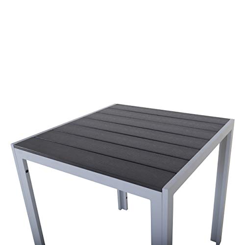 Chicreat - Mesa de aluminio con superficie de Polywood, 70 x 70 x 75 cm, plateado y negro