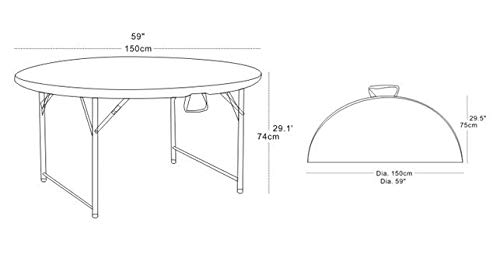 chiner - Mesa Redonda Plegable al Centro, 150 cm.