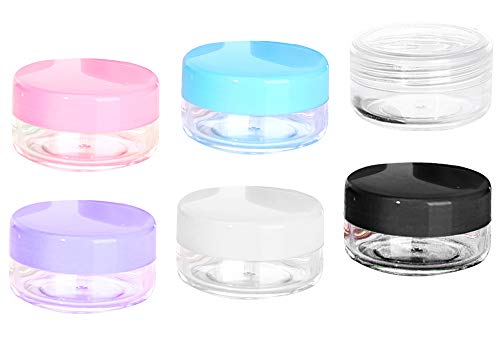Chingde Tarro de Crema, 60 Piezas tarros cosméticos tarros vacíos contenedor de Muestra Frasco de plástico con Tapa bálsamo Labial para Almacenamiento de Maquillaje (10 ml)