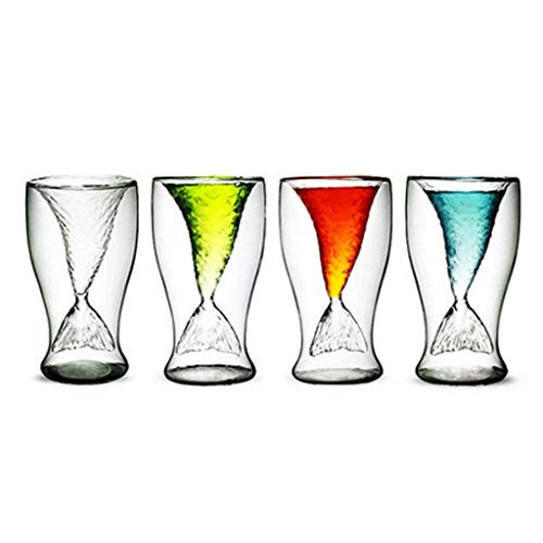 CHQYY Copas de Vino sin Tallo Sirena de la Copa de Vino - Vino Tinto de Cristal/Vidrio cóctel/Doble Vidrio/stalkless Copa de Vino/Home Bar Copa/Regalo Creativo / 4 Conjunto Pieza Apto para f