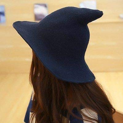 CHRONSTYLE Sombrero de Bruja Moderno, Gorra de Lana Plegable de ala para Disfraces de Fiesta de Halloween y Otoño o Invierno (Negro)