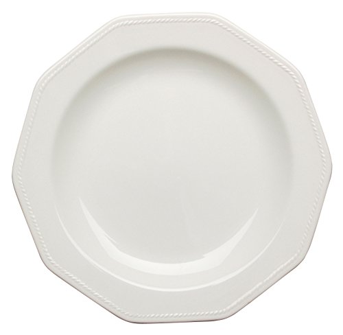 Churchill Vajilla de Loza Inglesa para 6 Personas, Forma decadonal, Decorado en Relieve, Blanco Marfil, 19 Piezas