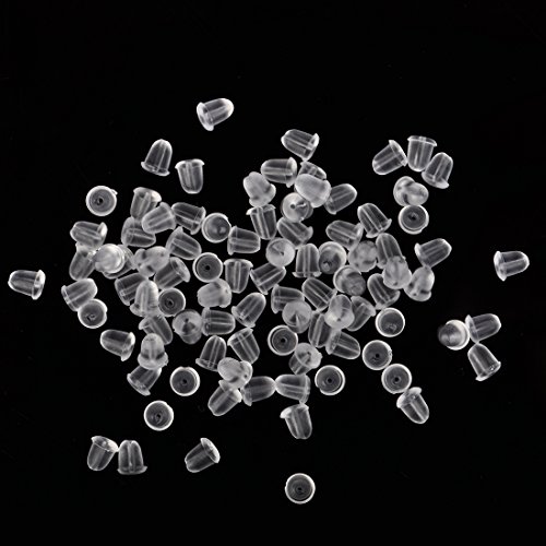 Ciaoed - 100 piezas de tapones de goma para pendientes pequeños, transparentes, sin alergias, transparentes, con mariposa, para aretes de seguridad, para mujer