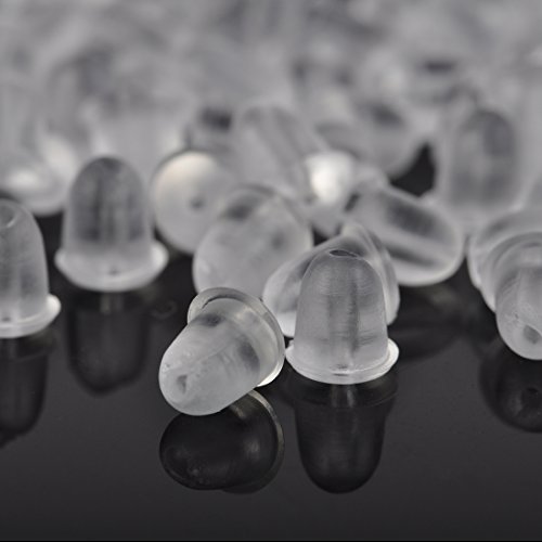 Ciaoed - 100 piezas de tapones de goma para pendientes pequeños, transparentes, sin alergias, transparentes, con mariposa, para aretes de seguridad, para mujer