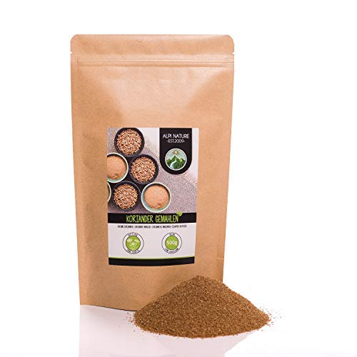 Cilantro molido, polvo de cilantro, semillas de cilantro molidas, 100% natural, semillas de cilantro en polvo, por supuesto sin aditivos, coriandolo (500 GR)
