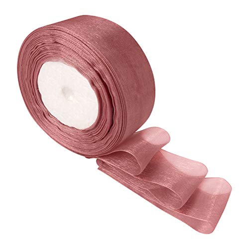 Cinta de Organza (3 Piezas) 45,72 Metros de Largo 3,81cm de Ancho -Chifón Cinta de Lazo Transparente, Cesta e Regalo Envolver, Decoración de Tartas, Artesanía e Regalos de Boda