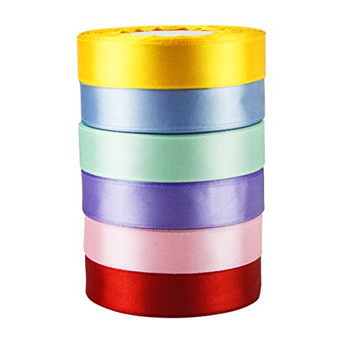 Cinta de Raso Satén 20mm x 22m Cinta de Organza 6 Colores Cinta para manualidades/Embalaje/Fiesta/Decoración/ Dodas/ Cuerda de Globos