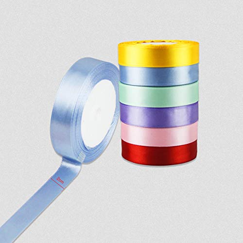 Cinta de Raso Satén 20mm x 22m Cinta de Organza 6 Colores Cinta para manualidades/Embalaje/Fiesta/Decoración/ Dodas/ Cuerda de Globos