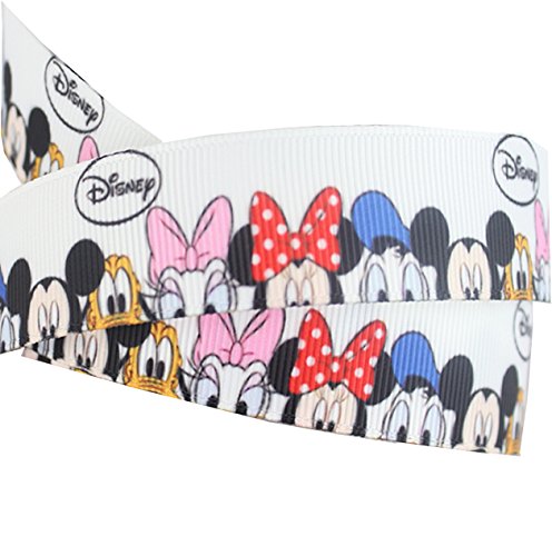 Cinta decorativa de Pimp My Shoes, para tartas o regalos (grogrén, 2 m x 22 mm), diseño de personajes Disney, color blanco
