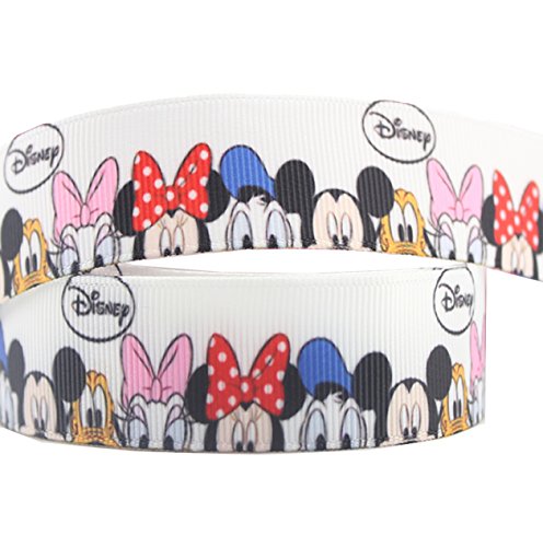 Cinta decorativa de Pimp My Shoes, para tartas o regalos (grogrén, 2 m x 22 mm), diseño de personajes Disney, color blanco