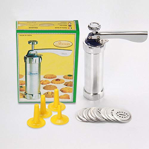circulor Molde Cortador De Galletas, Máquina De Plantilla De Extrusión De Tubos De Acero Inoxidable para El Hogar 20 Cortadores De Galletas con Chips De Flores Prensa Manual con 20 Moldes De PCS