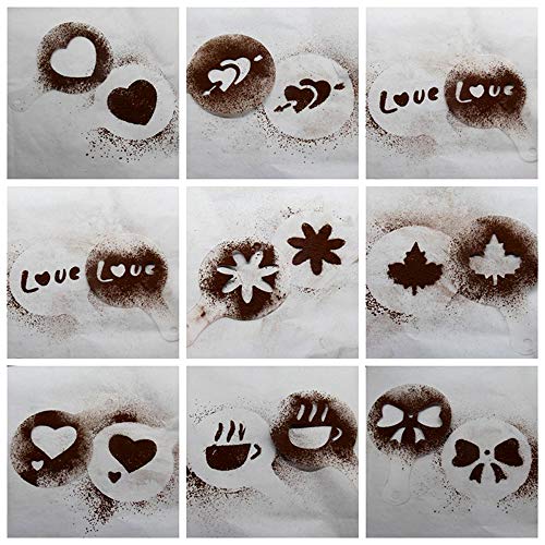 CKANDAY 40 Piezas de Plantillas de decoración de café, 3 Paquetes Espuma Latte Art Barista Plantilla para Decorar Avena Pastel de Pastel de Magdalenas Cappuccino Chocolate Caliente para Adultos Niños