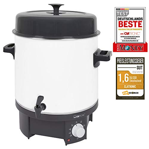 Clatronic EKA 3338 Olla eléctrica, 50 W, 25 litros, plástico, Negro/Blanco