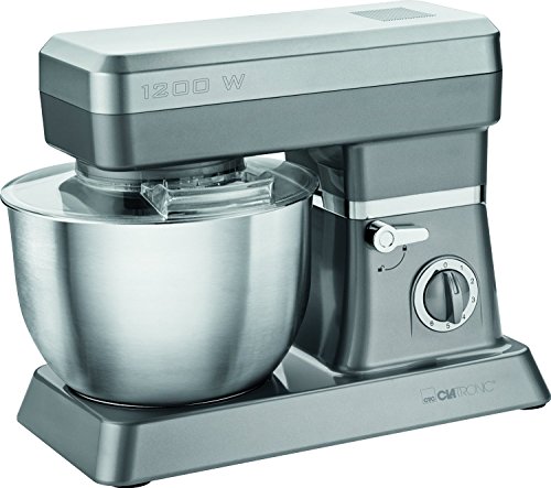 Clatronic Km 3630 - Batidora Amasadora Capacidad de 6,3 Litros, 8 Velocidades, 1200 W Color Titanio + Báscula Cocina