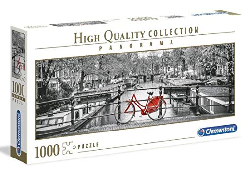 Clementoni- Puzzle 1000 Piezas Panorama Amsterdam - Bicicleta (39440.1)