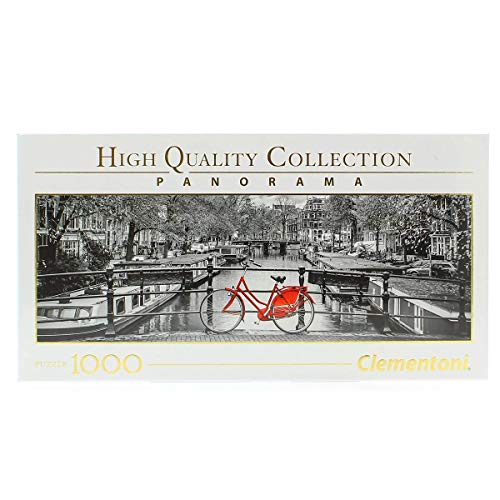 Clementoni- Puzzle 1000 Piezas Panorama Amsterdam - Bicicleta (39440.1)