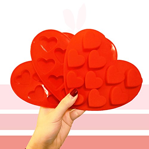 CNYMANY 3 paquetes de moldes de silicona para chocolate, con forma de corazón antiadherentes, para cocina, hornear, cubitos de hielo, bandejas para hacer tartas, dulces, gotas de gelatina
