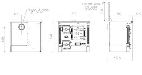COCINA DE LEÑA HERGOM MODELO L-07 CH (EMCIMERA HIERRO FUNDIDO)