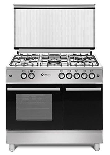 Cocina SolThermic F9LT50G2-I INOX PORTABOMBONA de color INOX compuesta por 5 Quemadores y Horno Incorporado.