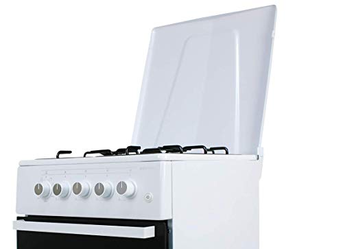 COCINAS DE Gas con Horno INFINITON CC5051HEB (4 Fuegos + Horno, Acabado Blanco, Kit Gas Natural,Doble Puerta Vidrio Horno, Quemadores con Seguridad, Control Temperatura Mecanica)