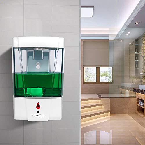 Cofemy Dispensador de jabón de Pared para baño 700ml, dispensador de jabón con detección automática montado en la Pared para jabón líquido, desinfectante para Manos, Gel de baño, baño, Cocina