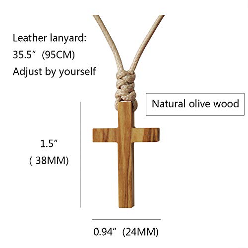 Collar Colgante de Cruz de Madera de Aceituna Olivo Oliva Natural Para Hombres Mujeres Niños Niño Niña Regalo Collar de Madera