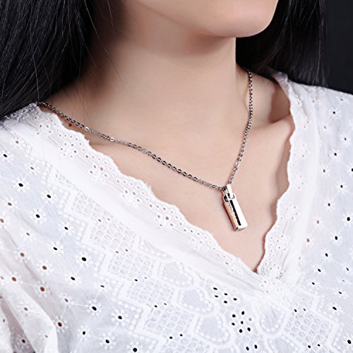 Collar para Parejas con Grabado Love, Oro Rosa, Negro, de Acero Inoxidable con Cristal
