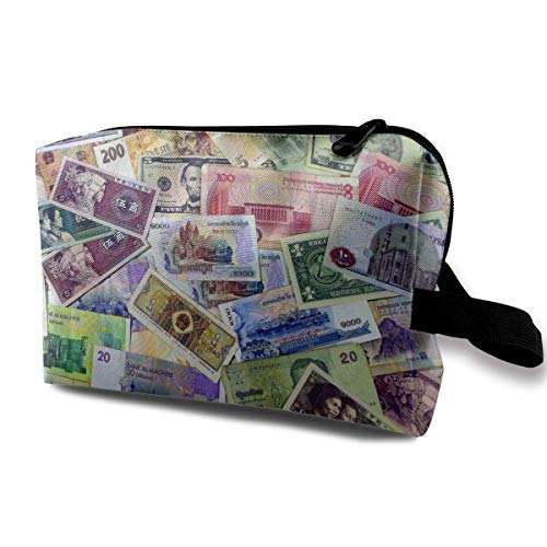 Color Money Paper Cosmetic Bags Makeup Organizer Bag Pouch Zipper Purse Handbag Clutch Bag