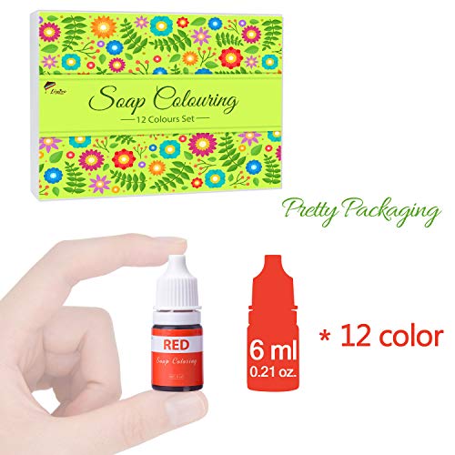 Colorante Jabón - 12 Colores Colorante de Bomba de Baño Líquido para Fabricación de Jabón, Limo - Tinte de Jabón para Kit de Suministros de Elaboración Jabon DIY, Bomba de Baño, Slime, Manualidades