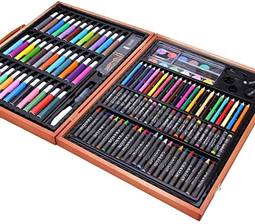 Colorear conjunto del arte de la pintura Kits Niños Artes acuarela herramienta Pincel de dibujo recargable agua Plumas Acuarela Pintura Conjunto de lápiz y Tableros Doodle del garabato (Color: Marrón,