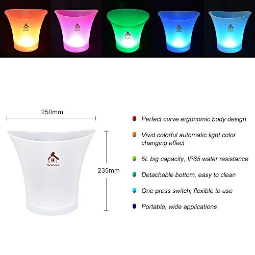Colorido LED Luz Hielo Cubo de Champán, Vino Enfriador de bebidas cerveza hielo Bar fiesta 5 litros