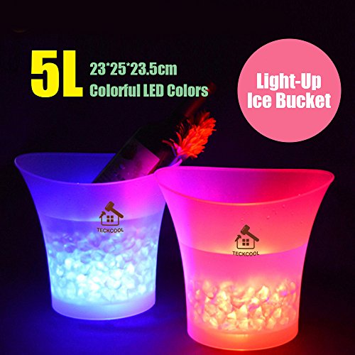 Colorido LED Luz Hielo Cubo de Champán, Vino Enfriador de bebidas cerveza hielo Bar fiesta 5 litros