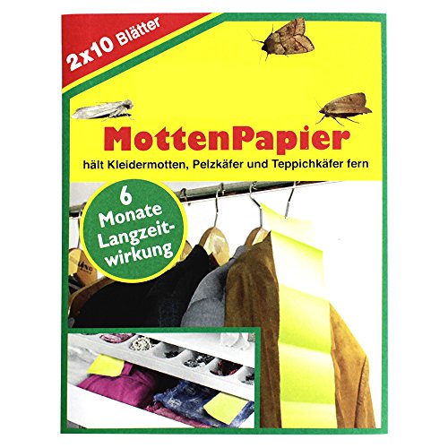 com-four® Papel de Polilla 60x, Tope de Polilla, protección para Sus Cosas de Lana, Abrigos, Vestidos, Pieles (60 Hojas de Papel de Polilla)