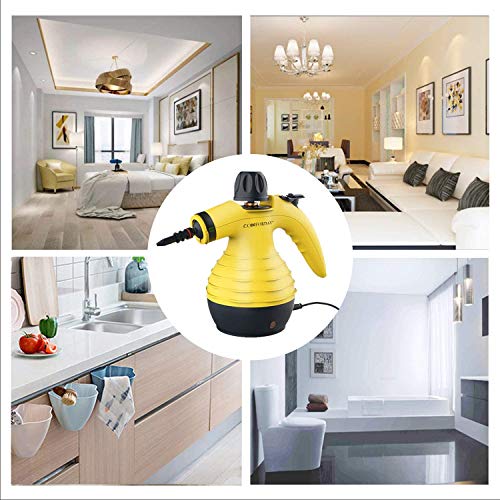 Comforday Limpiador Vapor Mano, Limpiador de Vapor Portátil de Usos Múltiples con 9 Accesorios para Quitar Manchas, Alfombras, Cortinas, Asientos de Auto, Cocina, Piso, Baño,