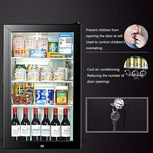 Congelador PequeñO Nevera Mini Frigorificos Mini Nevera De Una Puerta Refrigerado Con Cerradura Barra De Hielo Office Hotel Home Almacenamiento De Vino Ligeramente Congelado(black)