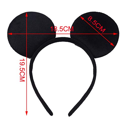 Conjunto de 12 Negro Rosa Diademas para cumpleaños Fiestas de Halloween Mamá Niños Niñas Accesorios para el cabello Sombrero de orejas de ratón precioso Decoraciones (Negro Rosado)