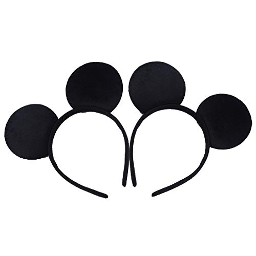 Conjunto de 12 Negro Rosa Diademas para cumpleaños Fiestas de Halloween Mamá Niños Niñas Accesorios para el cabello Sombrero de orejas de ratón precioso Decoraciones (Negro Rosado)